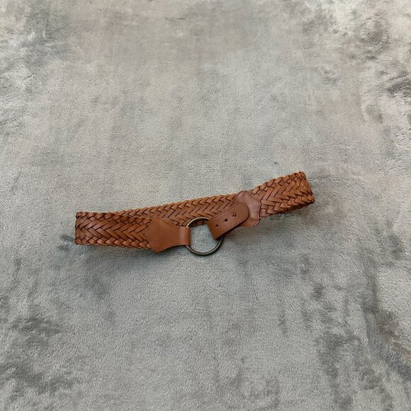 Gap Brown Thick Wide Leather Woven Braided Belt Women's MEDIUM - Picture 2 of 5